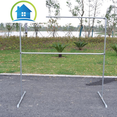 三维工匠镀锌钢管水管晾衣架落地单杆式阳台简易挂衣服架子卧室晒衣架