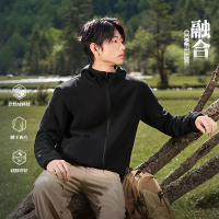 361°运动外套男新款针织加绒外套男士户外徒步摇粒绒上衣