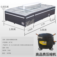 长2.1米宽0.88米高0.85米妮雪超市组合岛柜商用大容量冰柜卧式冰箱冰淇淋冷冻展示柜