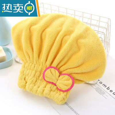敬平干发帽女吸水速干洗头包头巾帽子加厚新款浴帽擦头发毛巾器 黄色