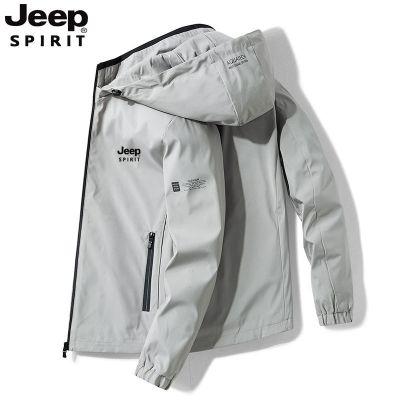 吉普男装夹克可脱卸帽休闲新款潮流连帽外套男简约春秋季外衣