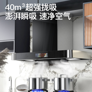 [保五年]不滴油 欢呼好太太 变频升降款抽油烟机欧式 40立方顶吸式T型脱排直吸自动清洗家用厨房吸油机排烟罩 T168