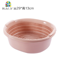 塑料双层洗菜篮 厨房篮子家用果盘多功能圆形洗菜盆水果篮 FENGHOU 米色