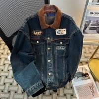 牛仔夹克男春秋季新款美式复古做旧水洗牛仔外套男女同款夹克上衣