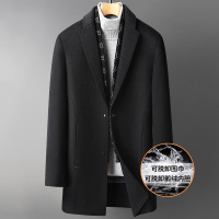 秋冬围巾款白鹅绒内胆加厚中长款双面呢大衣中老年双面呢羊毛大衣