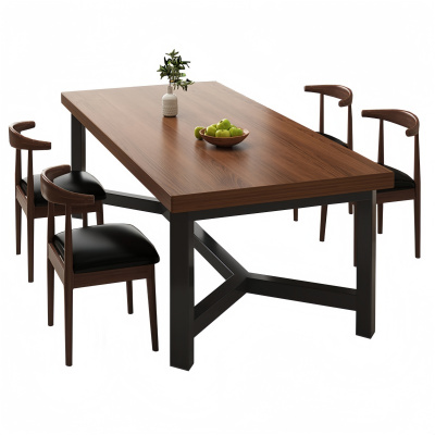 悦兴诚木质餐桌120*60*75cm+4椅套