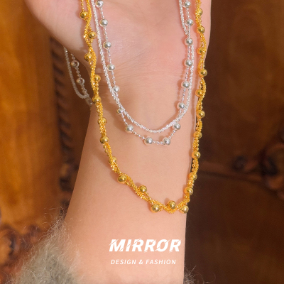 925纯银满天星双层圆珠项链女锁骨链个性轻奢小众新约12g BCX5566送女朋友老婆情人节七夕生日礼物