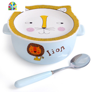 泡面碗带盖陶瓷方便面碗单个可爱少女心日式学生宿舍创意个性家用 FENGHOU 猫咪配叉