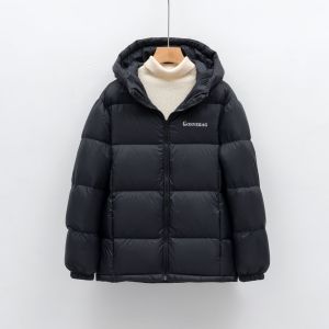 休闲鸭绒短款面包服羽绒服女连帽加厚冬季简约纯色外套_331