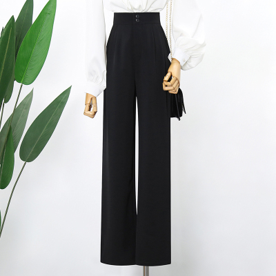 语娄朵奈惠春夏新款西裤女设计感小众阔腿裤垂感西装裤松紧腰直筒长裤西裤