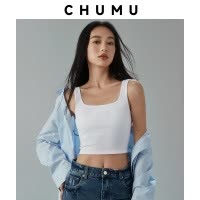 春夏方领宽吊带背心女带胸垫 U型美背防透肉透气优质棉内衣女