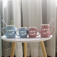 简约创意陶瓷洗漱杯一家三口四口亲子刷牙杯家用小清新情侣漱口杯 三维工匠 挣钱的蓝粉一对刻字联系或备注