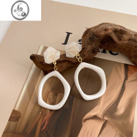 JiMi圆脸显瘦高级感耳环女复古港风设计感耳饰小众亚克力耳钉气质耳坠