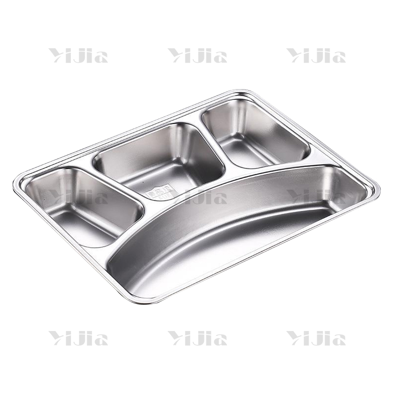 翌嘉YJ40625047 201不锈钢分格餐盘食堂中式饭盘 深长四格