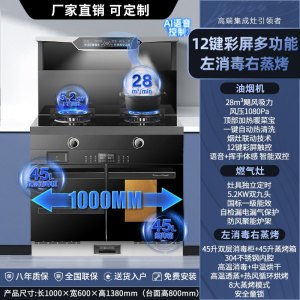 旺厨好太太 1000mm新款大尺寸集成灶 自动清洗侧吸下排式烟机一体灶油烟机燃气灶消毒柜家用烟灶消一体语音声控 天然气