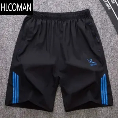 HLCOMAN男士短裤夏季休闲大码黑色拉链弹力运动五分裤男户外沙滩裤大裤衩