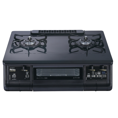 日本原装进口PALOMA/百乐满台式液化气燃气灶EVERCHEF无水双面烤黑色台面 PA-370WA-R-13A