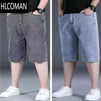 HLCOMAN大码裤子男七分牛仔短裤夏季宽松加肥加大胖子男士外穿五分肥佬裤