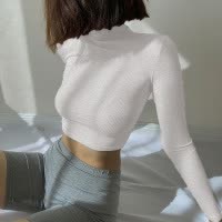 长袖T恤女秋季显瘦纯欲风高领内搭打底衫修身显瘦辣妹短款上衣潮