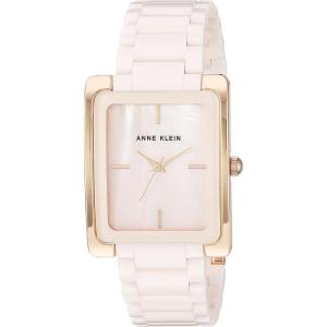 Anne Klein手表女秒针石英矩形表盘陶瓷表带28毫米表径商务休闲