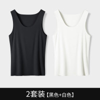 中锐智采 莫代尔男士背心内衣打底衫男内衣无痕汗衫跨栏无袖背心男式 黑色+白色