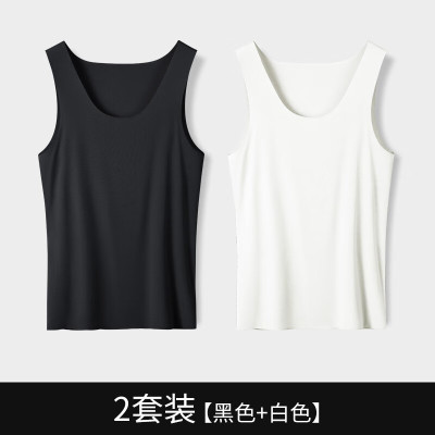 中锐智采 莫代尔男士背心内衣打底衫男内衣无痕汗衫跨栏无袖背心男式 黑色+白色