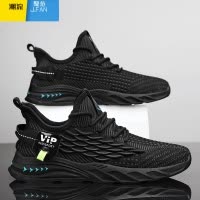 聚范男鞋夏季透气2024新款飞织网面网鞋男士跑步软底休闲黑色运动潮鞋