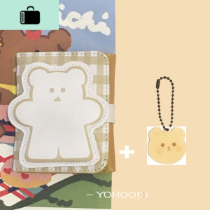 原创chic日韩 小熊钱包卡通女短款零钱包按扣式三折PU卡包NEW LAKE 钱包+挂件女手包 钱包+挂件