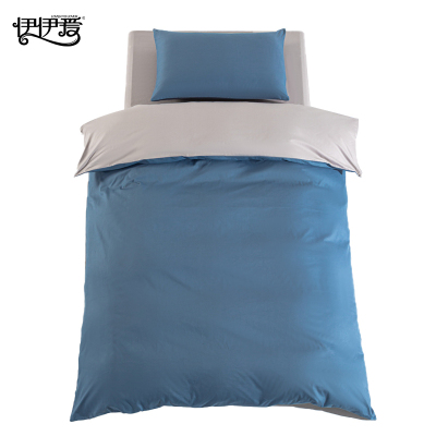 伊伊爱YZDLJD0241345纯色纯棉深蓝灰双拼色三件套150*200cm(单位:套)