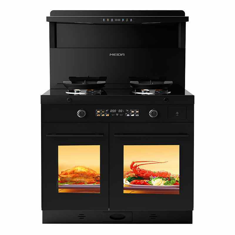美大(MEIDA)X90-MAX(913ZZK)蒸烤分腔集成灶 挥手智控+语音 变频恒温置物台 烟灶套装 天然气
