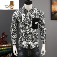 YANXU港风花衬衫男长袖秋季潮牌日系工装衬衣宽松休闲痞帅男生外套