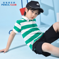 [1件3折]铅笔俱乐部童装2025夏装新款男童t恤儿童条纹上衣中大童Polo短袖