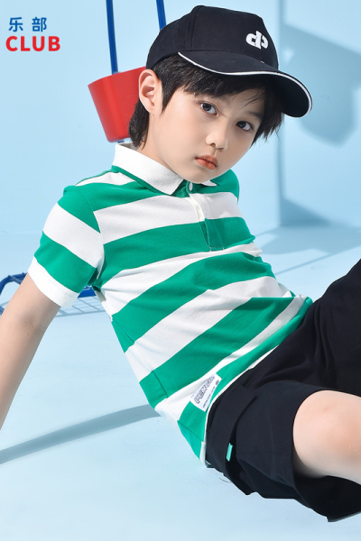 [1件3折]铅笔俱乐部童装2025夏装新款男童t恤儿童条纹上衣中大童Polo短袖