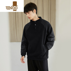 YANXU立领卫衣男士长袖2023新款宽松休闲痞帅潮男装无帽上衣外套