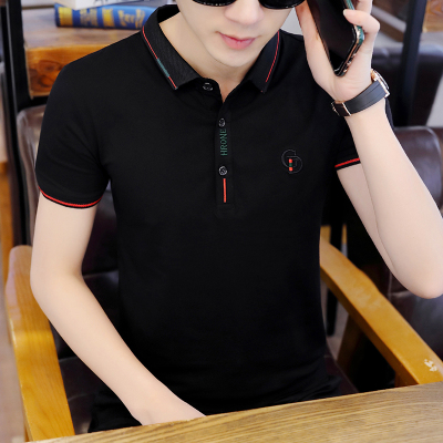 2021夏季新款男装短袖T恤翻领半袖百搭上衣体恤短袖polo衬T恤男装HOUQIYE