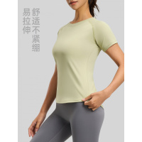 网纱瑜伽短袖运动健身服显胸塑型透气运动T恤女