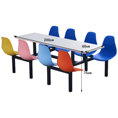 凌迪星连体餐桌2*0.6*0.75m套