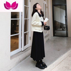 七斓小香风连衣裙套装女2023年春季新款韩版时尚宽松百搭半身裙套