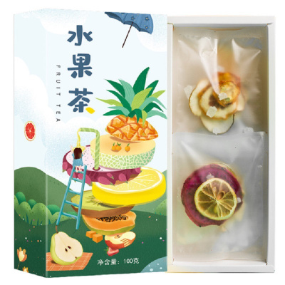 雅丽百花缘水果片茶100g（10袋）十种组合水果片网红新鲜纯手工水果片茶组合花果果茶水果茶/果味茶100g单盒装