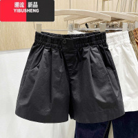 YIBUSHENG黑色短裤女2024季外穿宽松显瘦阔腿裤高腰a字休闲百搭热裤ins潮