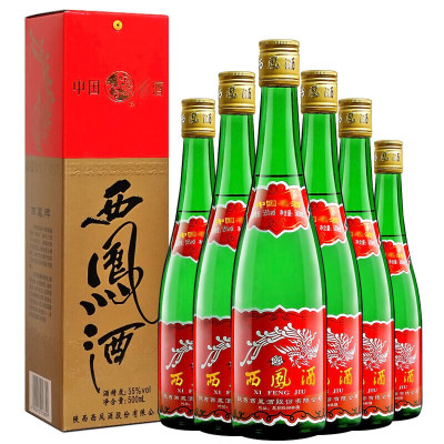 西凤酒 高脖绿瓶盒装 55度 凤香型白酒 口粮酒 500ml*6瓶省外版整箱