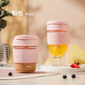 飞利浦玻璃水杯女带吸管便携可爱夏季泡茶大容量咖啡杯子ins风