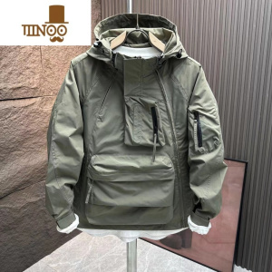 YANXU2023新款潮牌工装连帽休闲冲锋衣男夹克宽松大口袋帅气外套