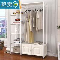 敬平卧室衣帽架简易挂衣架落地收纳创意衣柜欧式家用客厅置物架晾衣架 A款 象牙白+白架(欧式门)100长
