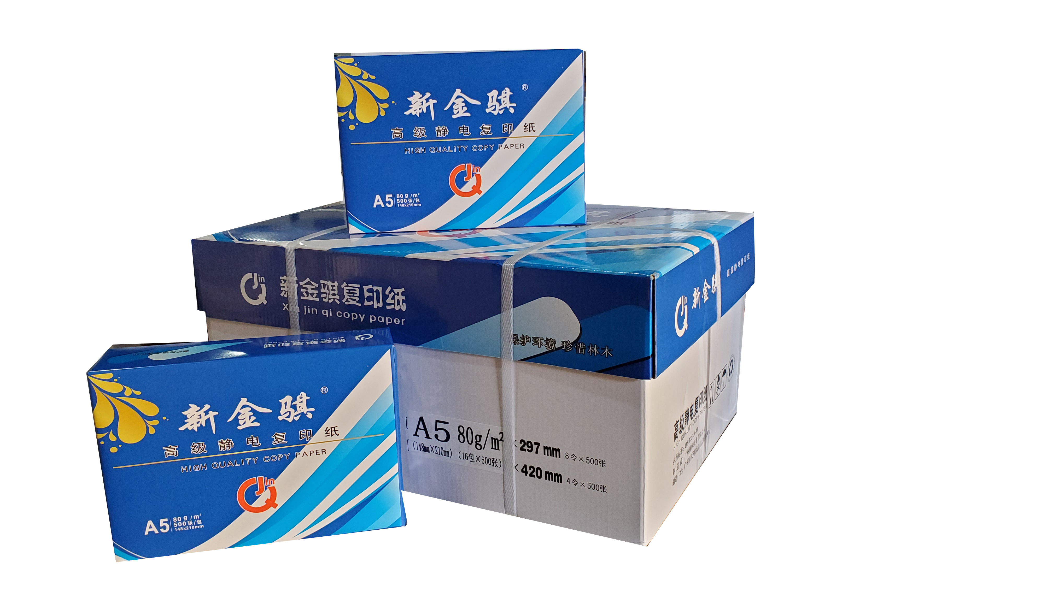 新金骐 蓝新金骐高级静电复印纸 80g复印纸白纸草稿纸 整箱 80g-A5-16包装(8000张