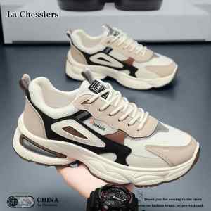 La Chessiers春秋季男鞋新款透气网面青少年运动鞋韩版潮流百搭厚底休闲老爹潮鞋