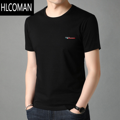 HLCOMAN夏季时尚短袖t恤纯色打底衫潮流男装半袖体恤圆领宽松上衣服
