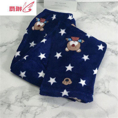 睡裤女冬绒可爱少女大码裤子长裤男款卡通男生冬季冬款毛绒日系费琳