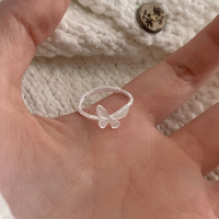 S925纯银蝴蝶戒指女小众设计精致开口食指戒简约清冷指环配饰送女朋友老婆情人节七夕生日礼物