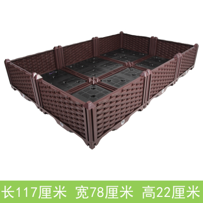 回固阳台种植箱家用塑料花盆楼顶种菜盆长方形种菜种菜箱新款双排六联：117*78*22新料特厚特大